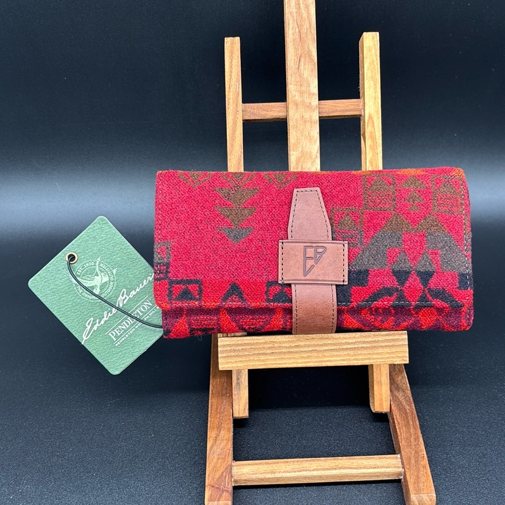 NWT Pendleton & Eddie Bauer Trifold Wool And Leather Organizer